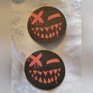 🌲BUY 1 GET 1 FREE 🌲Black and Red  Smiley Face Coasters